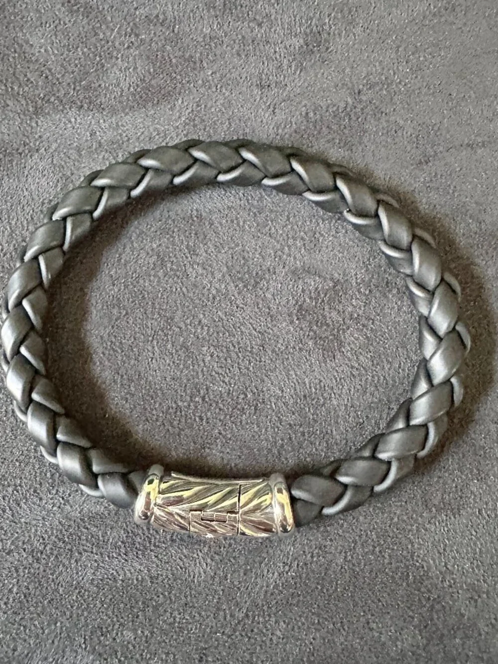 David Yurman Chevron Bracelet in Black Rubber - 8mm - 8.75
